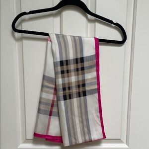 Scarf with tan plaid pink trim - silk Lord & Taylor
